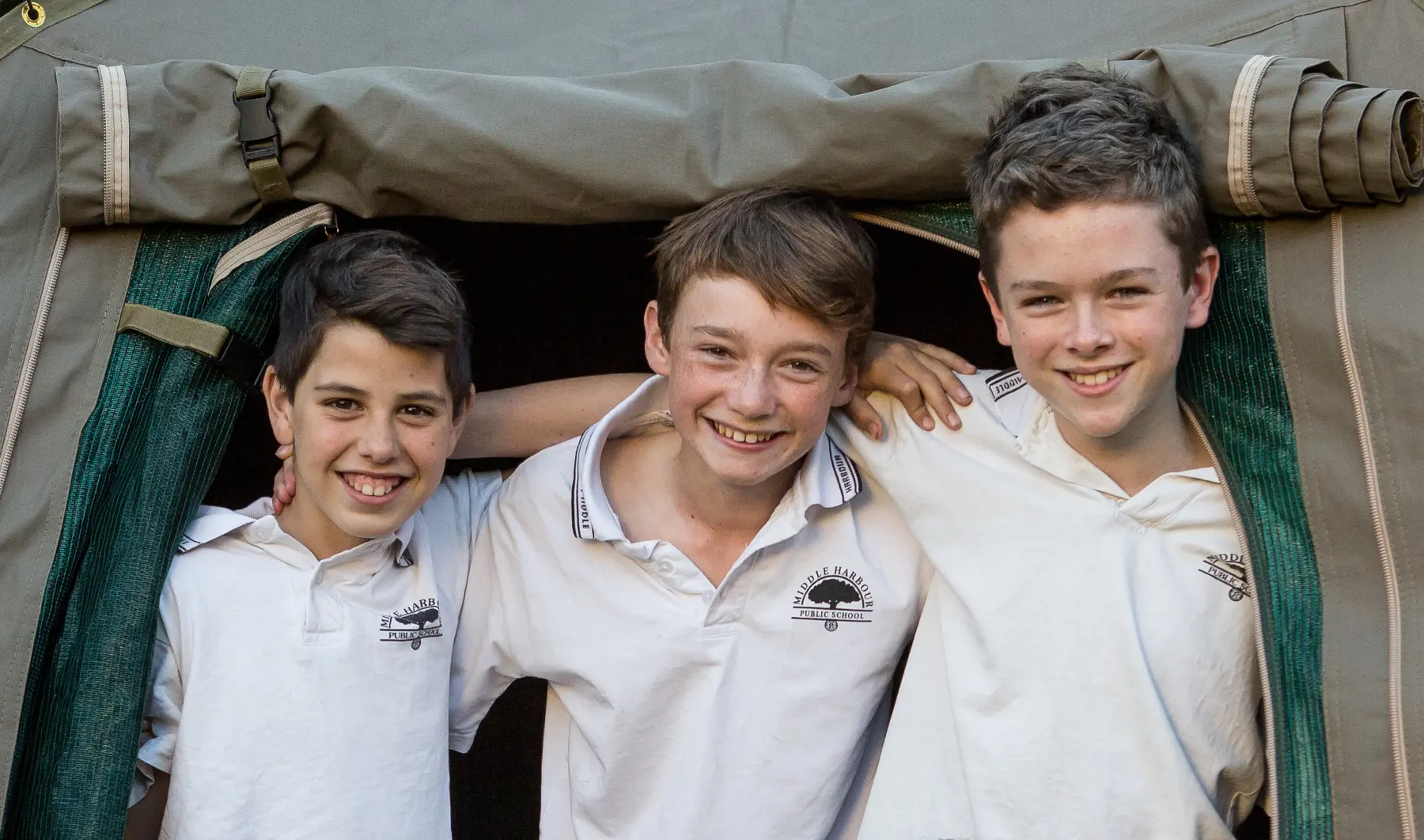 Students inside safari‑style tent accommodation during a Zoosnooz overnight education experience.